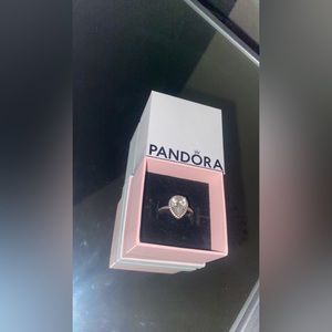 Pandora sparkling teardrop halo ring
